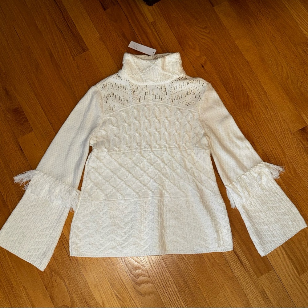 White House Black Market - Cableknit White Turtleneck Sweater